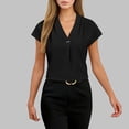 thumbnail image 1 of ClodeEU Womens V Neck Business Work Tops ,Cap Short Sleeve Shirts ,Textured Summer Spring Outfits Black,Womens Plus XL, 1 of 6
