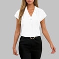 thumbnail image 1 of ClodeEU Womens V Neck Business Work Tops ,Cap Short Sleeve Shirts ,Textured Summer Spring Outfits White,Womens Plus M, 1 of 6