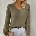 thumbnail image 1 of ClodeEU Womens V Neck Knit Sweaters, Long Sleeve Drop Shoulder Pullover,Loose Fit Sweater Tops Brown,Womens Plus L, 1 of 8
