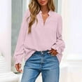thumbnail image 1 of ClodeEU Womens V Neck Long Sleeve Tops ,2025 Fall Casual Loose Puff Sleeve Blouse, Boho Work Blouse T Shirts Pink,Womens Plus XXL, 1 of 8