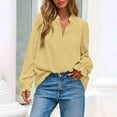 thumbnail image 1 of ClodeEU Womens V Neck Long Sleeve Tops ,2025 Fall Casual Loose Puff Sleeve Blouse, Boho Work Blouse T Shirts Yellow,Womens Plus L, 1 of 8