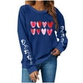 thumbnail image 1 of ClodeEU Womens Valentine's Day Heart-Print Pullover ,Crewneck Long-Sleeve Loose Sweatshirt Blue,Womens Plus S, 1 of 3