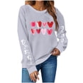 thumbnail image 1 of ClodeEU Womens Valentine's Day Heart-Print Pullover ,Crewneck Long-Sleeve Loose Sweatshirt Gray,Womens Plus XL, 1 of 3