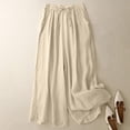 thumbnail image 1 of ClodeEU Womens Wide Leg Cropped Pants with Elastic Waist,Solid Color Slim Fit Relaxed Drawstring Pants with Pockets Beige,Womens Plus L, 1 of 8