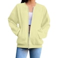thumbnail image 1 of ClodeEU Womens Zip Up Long Sleeve Jacket ,Casual Loose Sweatshirt Coats With Pockets Beige,Womens Plus XL, 1 of 2