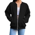thumbnail image 1 of ClodeEU Womens Zip Up Long Sleeve Jacket ,Casual Loose Sweatshirt Coats With Pockets Black,Womens Plus XL, 1 of 2