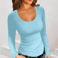 thumbnail image 1 of ClodeEU Womens's Fall Winter Oversized Stretchy Long Sleeve Scoop Neck Slin Fit Pullover Light Blue,Womens Plus M, 1 of 5