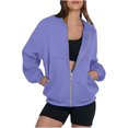 thumbnail image 1 of ClodeEU Zip Up Jackets For Womens, Long Sleeve Sweatshirts ,Fall Outerwear with Pockets Purple,Womens Plus S, 1 of 6