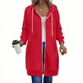 thumbnail image 1 of ClodeEU Zip Up Long Hoodies for Women,Fleece Long Sleeve Oversized Sweatshirt,Comfort Fall Jackets with Pockets Red,Womens Plus XL, 1 of 8