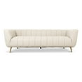 thumbnail image 1 of Clodette Mid Century Modern Living Room Genuine Leather Cream Sofa, 1 of 5