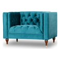 thumbnail image 1 of Clodine Mid Century Modern Tufted Velvet Upholstered Turquoise Armchair, 1 of 4