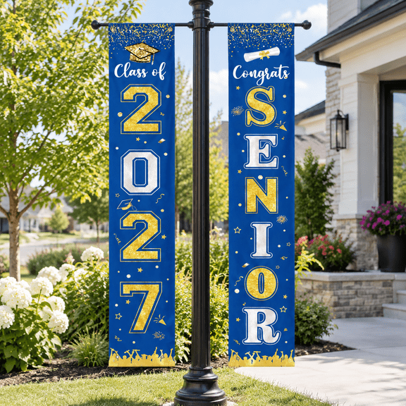 Clof 2027 Decor Senior Night Banner Graduation Blue