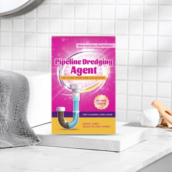 Clog Remover Drain Cleaner Fast Acting Foaming Pipe Cleaner Powder - Powerful Dissolver for Hair Grease Food Kitchen Sink and Bathroom Shower Drain Maintenance Safe for Plumbing