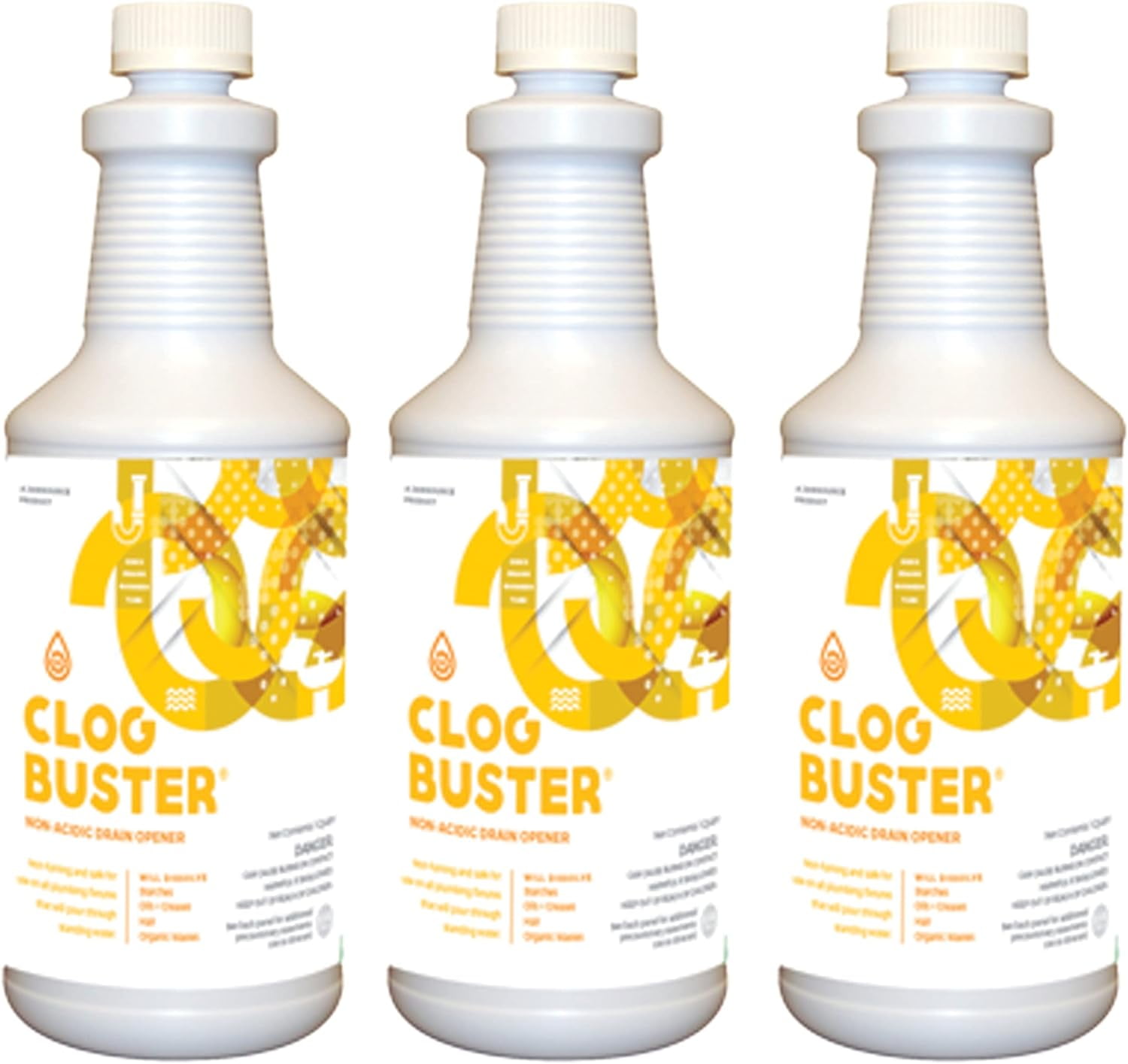 Clogbuster NonAcidic Drain Opener And Clog Remover, Grade, 1 Quart (3