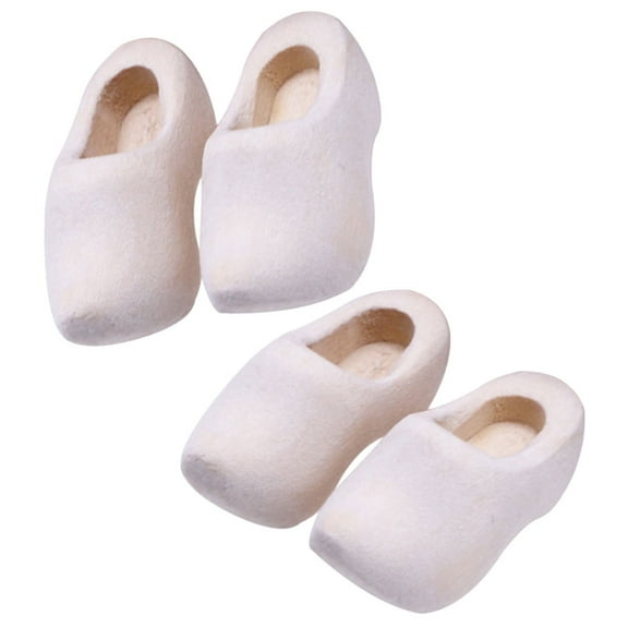 Miniature Wooden Shoes 2 Pairs Unfinished Blank Wood Shoes for Crafts Dollhouse Accessories Home Decor