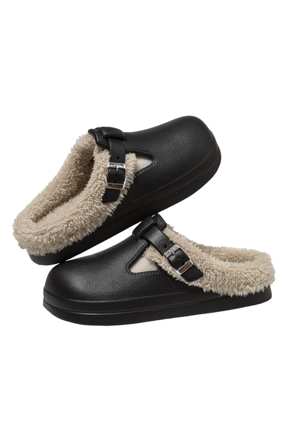 Clogs Mules Boots Slippers for Women with Fleece Lined Winter Warm Fuzzy Removable Soles Indoor Outdoor Slip on Garden Booties House Shoes