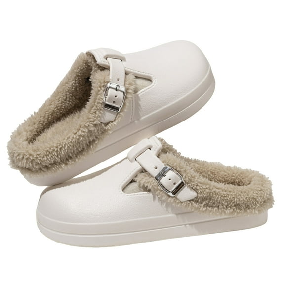 Clogs Mules Boots Slippers for Women with Fleece Lined Winter Warm Fuzzy Removable Soles Indoor Outdoor Slip on Garden Booties House Shoes