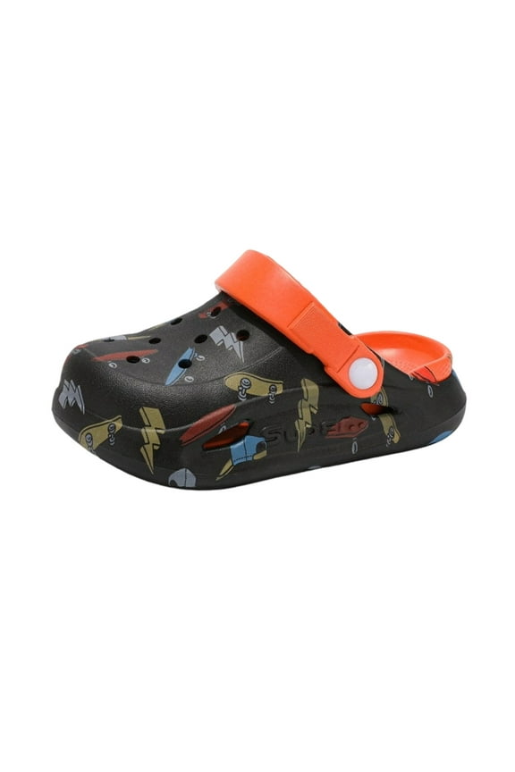 Clogs Slide Sandals For Kids Unisex For Girls And Boys Garden Shoes Cartoon Slides -Resistance Sandals Beach Pool Slippers Black US SIZE:11