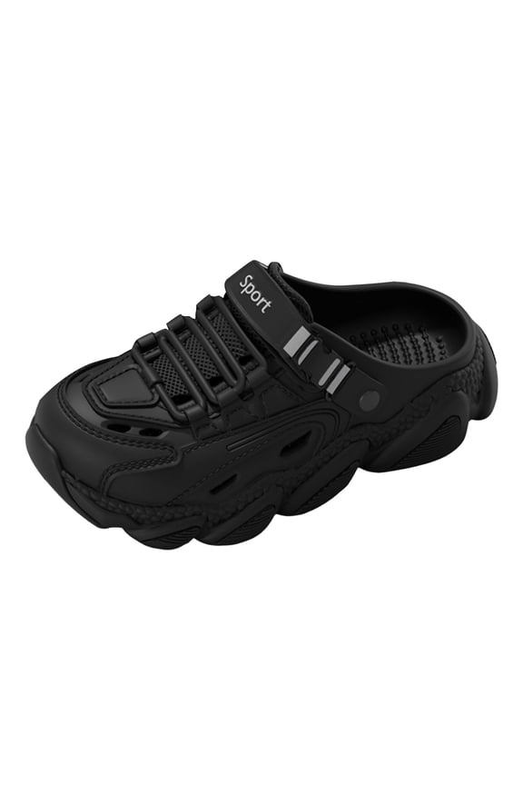 Clogs for Men Breathable Close Toe Platform Sandals Lightweight Non Slip Thick Sole Wide Toe Box Slides for Beach Pool Black Size 10