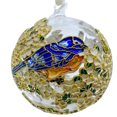 thumbnail image 1 of Cloisonne Blue Birds Glass Ball Ornament, Gift Boxed Holiday Floral Decoration, 1 of 6