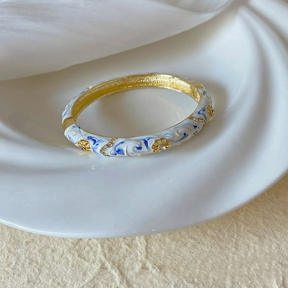 Cloisonne Bracelet Enamel Blue And White Porcelain Vintage Jewelry