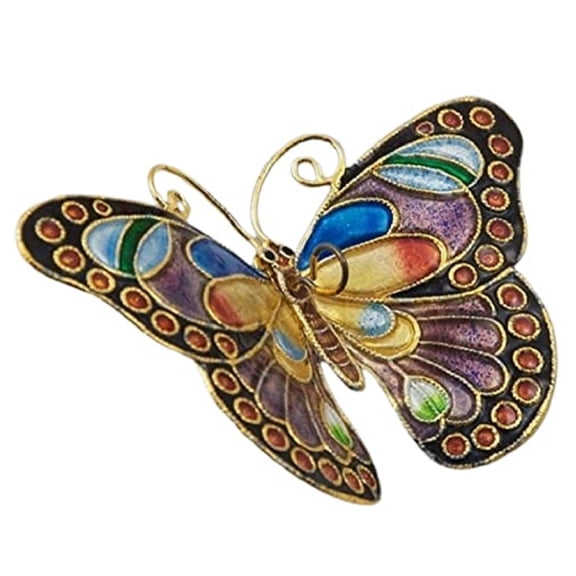 Cloisonne Butterfly Hanging Ornament 3.3 Inches x 2.5 Inches, Rainbow black