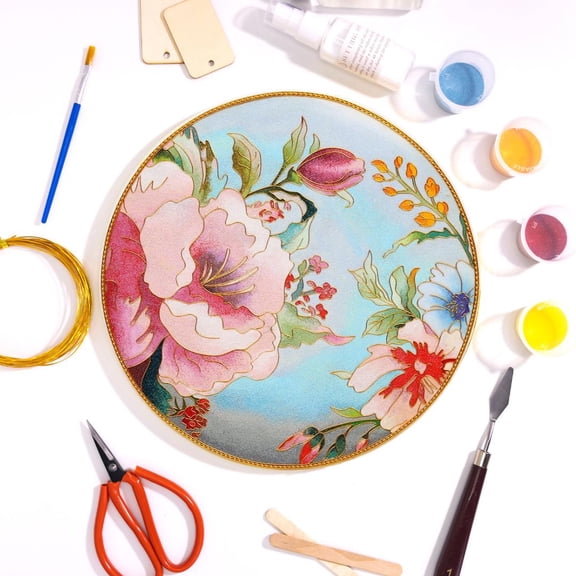 Cloisonne Filigree Enamel Paint by Numbers Kit - All in One Kit with Tools - DIY Craft Supplies-Starter Set for Adults and Beginners - Easy Instructions and Essential Tools - Perfect Hobby for Adults