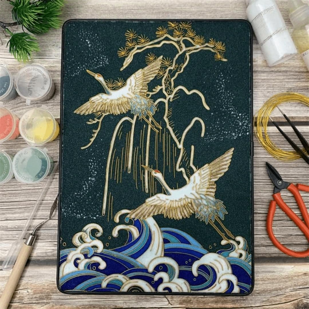 Cloisonne Filigree Enamel Paint by Numbers Kit, All in One with Tools, DIY Craft, Starter Set for Adults and Beginners, Easy Instructions, Hobby for Adults Teens Elderly Handmade Home Decor Gifts