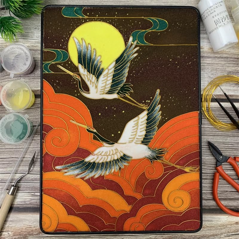 Cloisonne Filigree Enamel Paint by Numbers Kit, All in One with Tools, DIY Craft, Starter Set for Adults and Beginners, Easy Instructions, Hobby for Adults Teens Elderly Handmade Home Decor Gifts