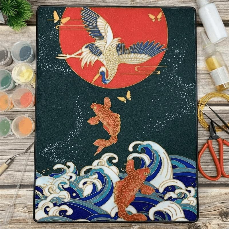 Cloisonne Filigree Enamel Paint by Numbers Kit, All in One with Tools, DIY Craft, Starter Set for Adults and Beginners, Easy Instructions, Hobby for Adults Teens Elderly Handmade Home Decor Gifts