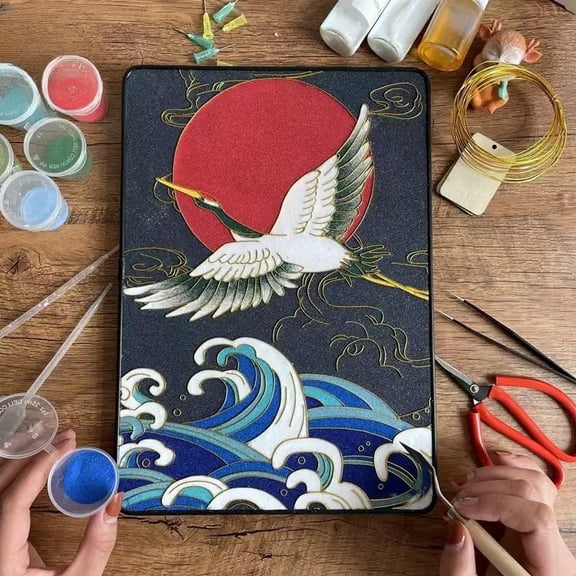 Cloisonne Filigree Enamel Paint by Numbers Kit, All in One with Tools, DIY Craft, Starter Set for Adults and Beginners, Easy Instructions, Hobby for Adults Teens Elderly Handmade Home Decor Gifts