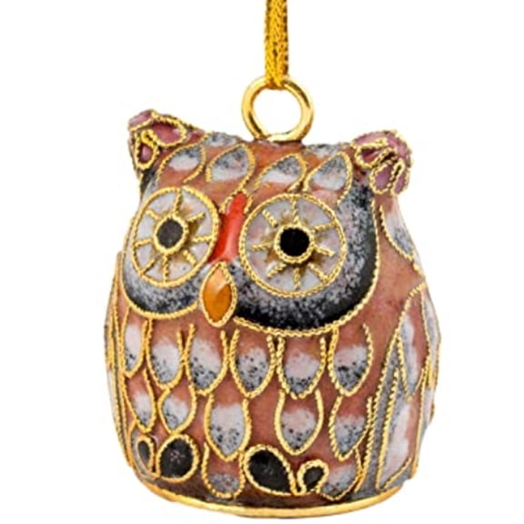 Cloisonne Owl Hanging Ornament, Brown