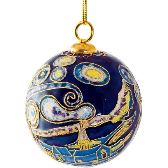 Cloisonne Starry Night Hanging Ornament 2.75 Inch Diameter