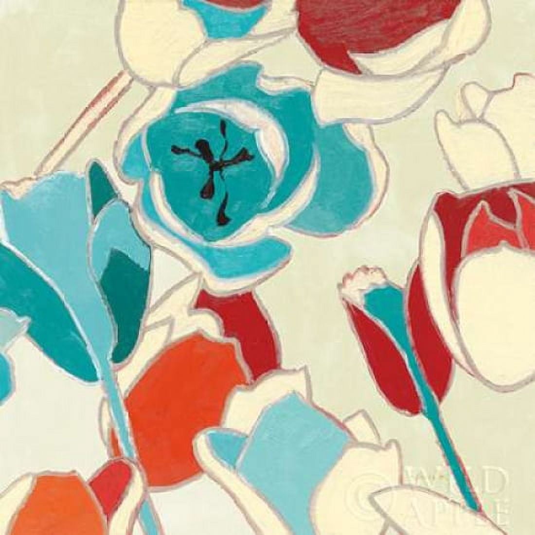 Cloisonne Tulipe I Turquoise Vignette Canvas Art - Shirley Novak (24 x 24)