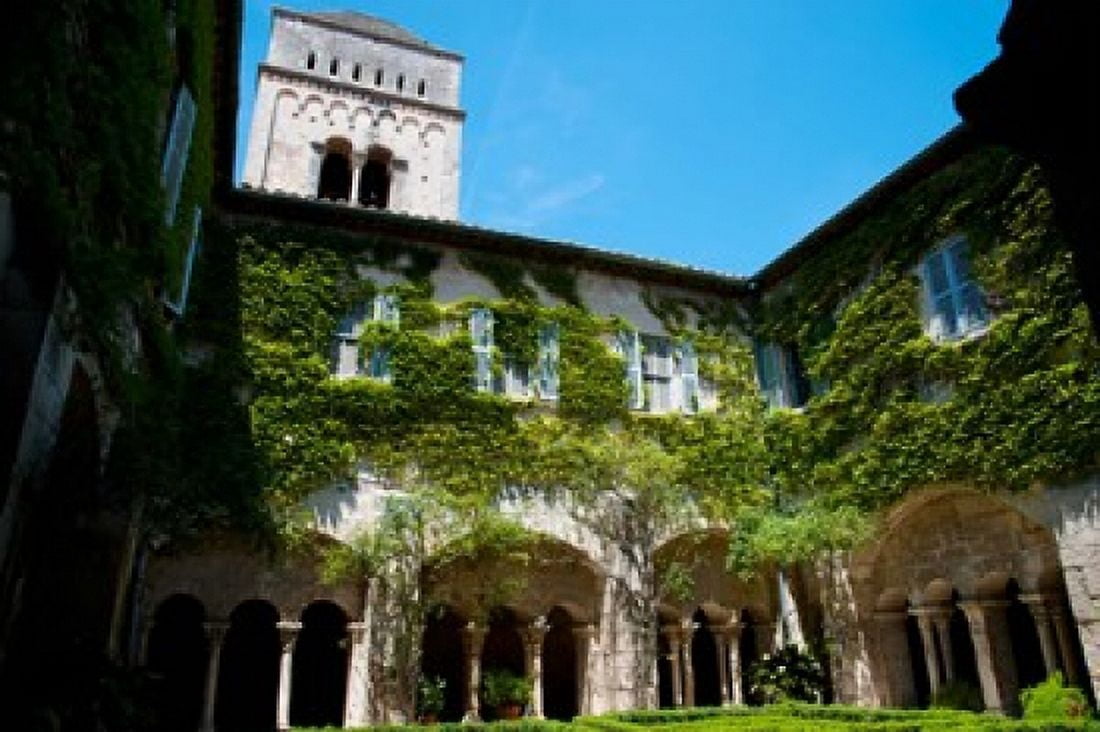 Cloister of ancient Monastere Saint-Paul-De-Mausole St-Remy-De-Provence Bouches-Du-Rhone Provence-Alpes-Cote dAzur France Canvas Art - Panoramic Images (36 x 24)