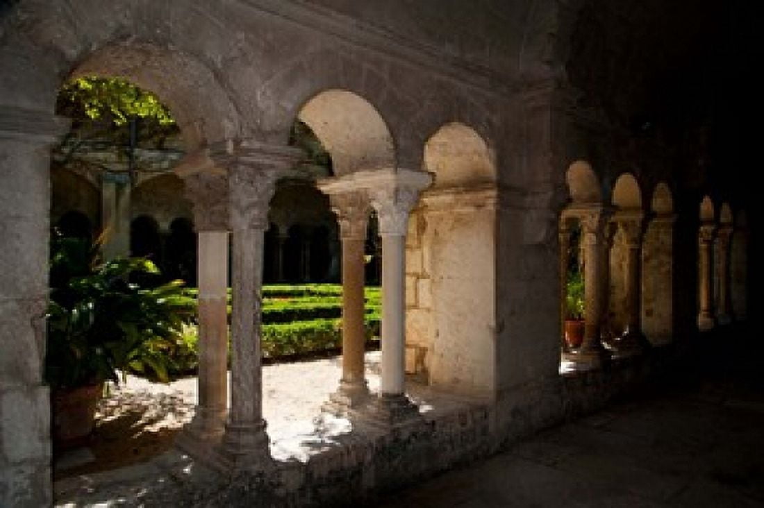 Cloister of ancient Monastere Saint-Paul-De-Mausole St-Remy-De-Provence Bouches-Du-Rhone Provence-Alpes-Cote dAzur France Canvas Art - Panoramic Images (36 x 24)