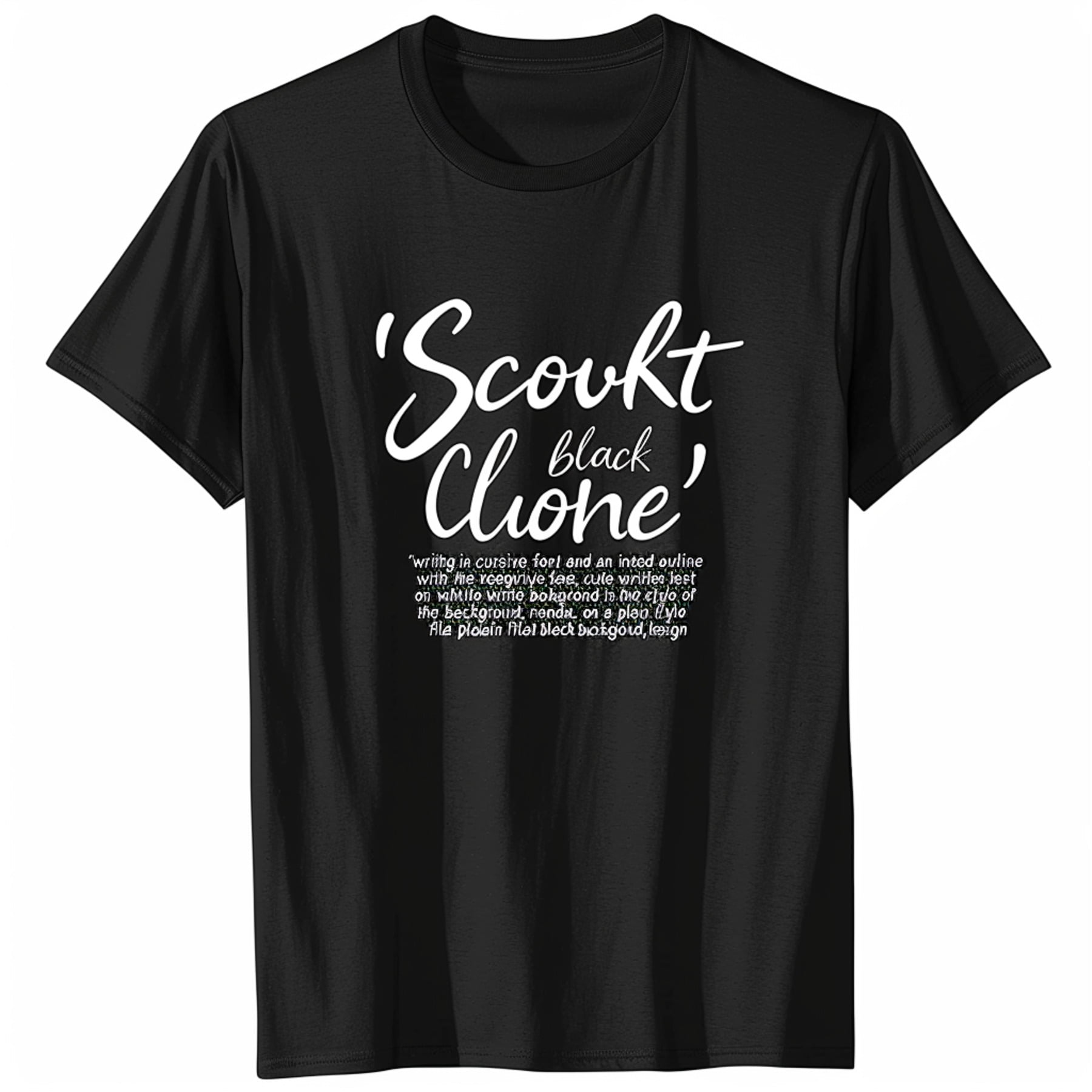 Clone Cursive Font Black TShirt Design with Cute Face Outline by Javier ...