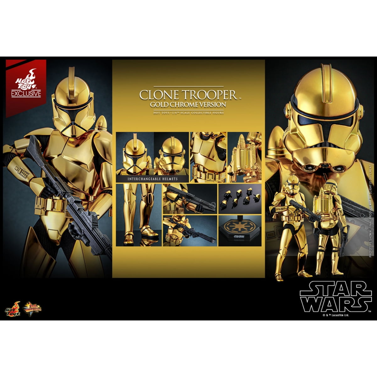 アールデコ ゴールド USAフィギュア Clone Trooper (Gold Chrome Version) MMP Fully Poseable Exclusive