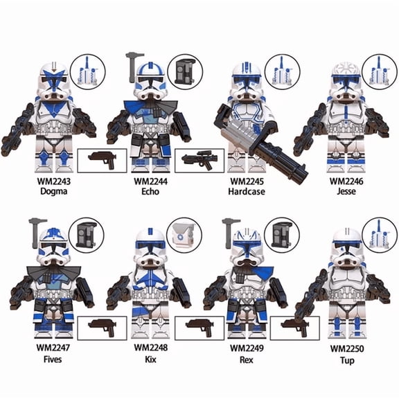 Clone Wars 501st Legion Clone Troopers Phase 2 Building Block Figure x 8 Sets