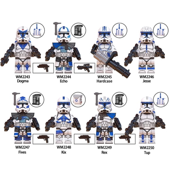 Clone Wars 501st Legion Clone Troopers Phase 2 Building Block Figure x 8 Sets
