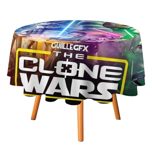 Clone Wars-Theme Round tablecloth has an iconic print, fits most tables, and is easy to care for perfect gifts for fans friends and family.diameter60''(152cm)