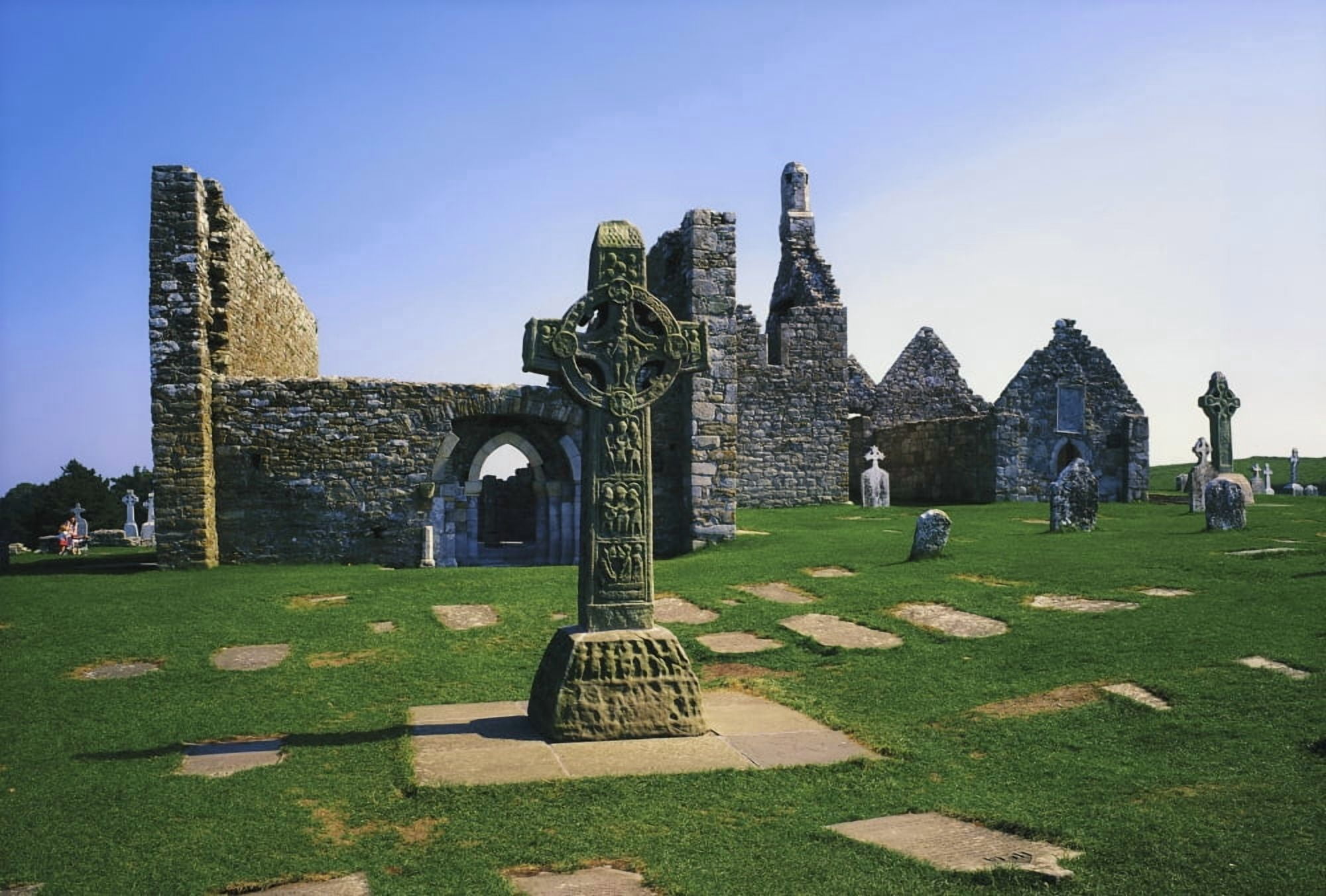 Clonmacnoise Co Offaly Ireland West Cross Cross Of The Scriptures Canvas Art - The Irish Image Collection Design Pics (36 x 24)