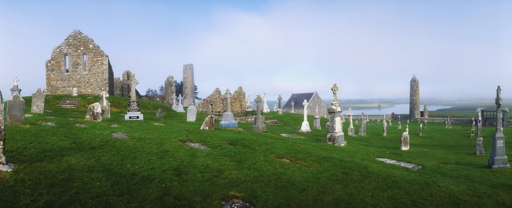 Clonmacnoise Monastery County Offaly Ireland 6Th Century Canvas Art - The Irish Image Collection Design Pics (33 x 13)