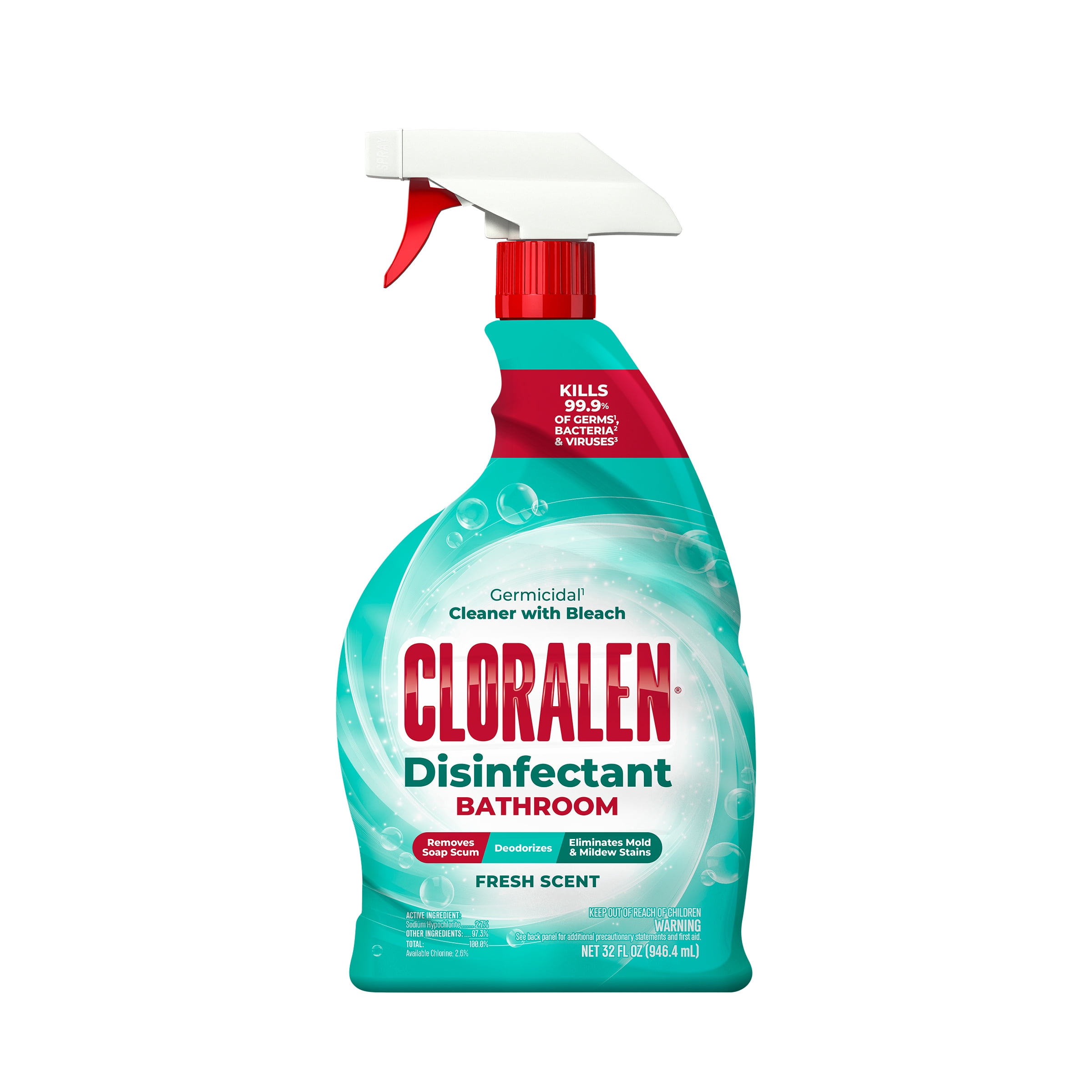 Cloralen Bathroom Cleaner Spray 32 oz with Bleach, Multi-Surface