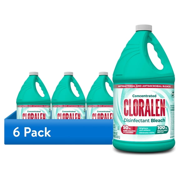 (6 pack) Cloralen Concentrated Household Cleaning Liquid Bleach, 121 fl oz