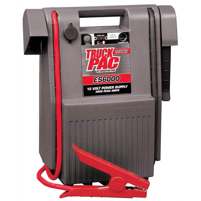 Clore Automotive Truck PAC ES6000 Auto Jumper 3000 Peak Amp 12V Jump Starter Booster Pack with Charger Cables Walmart