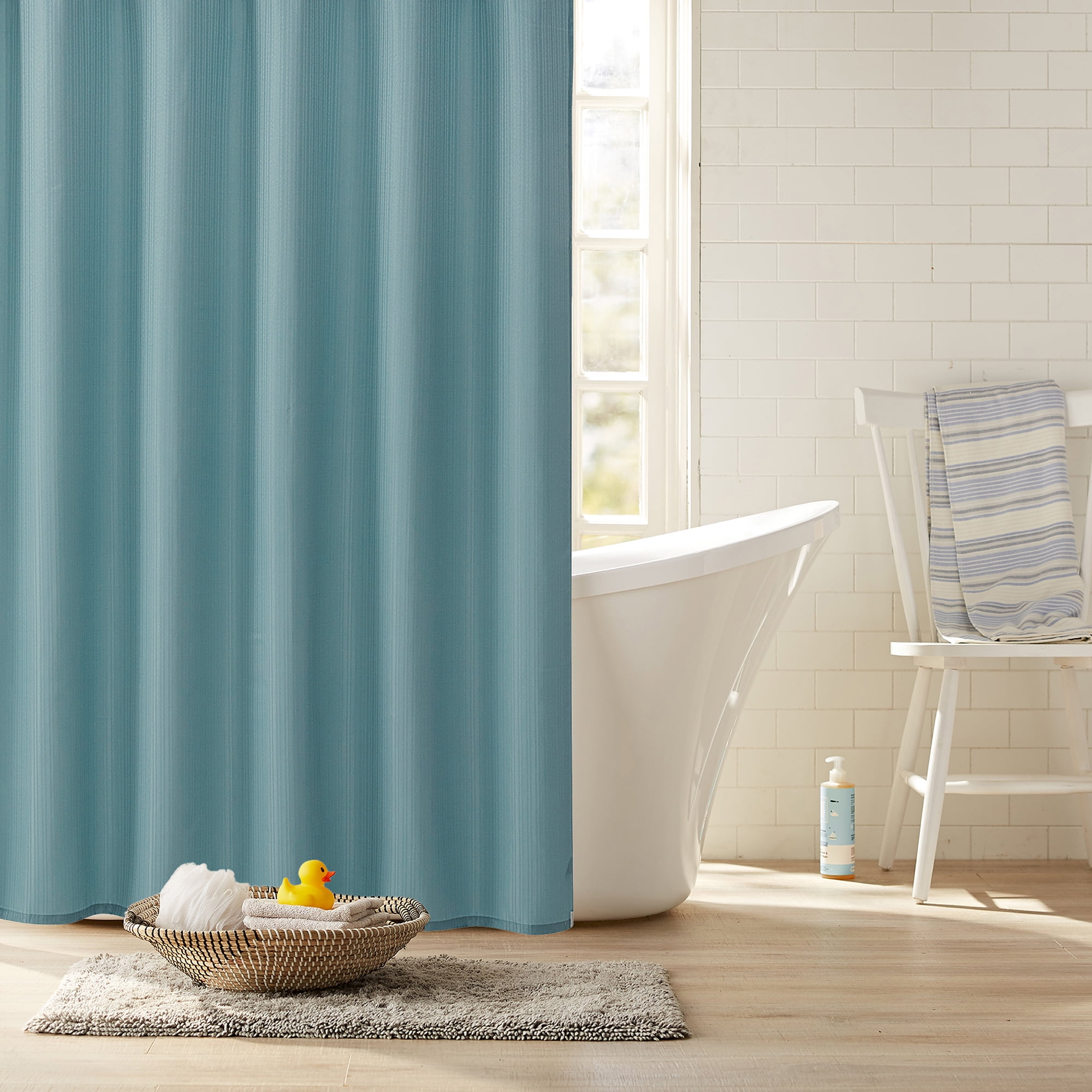 Clorox 100 Polyester Shower Curtain Set with Waterproof PEVA Liner and