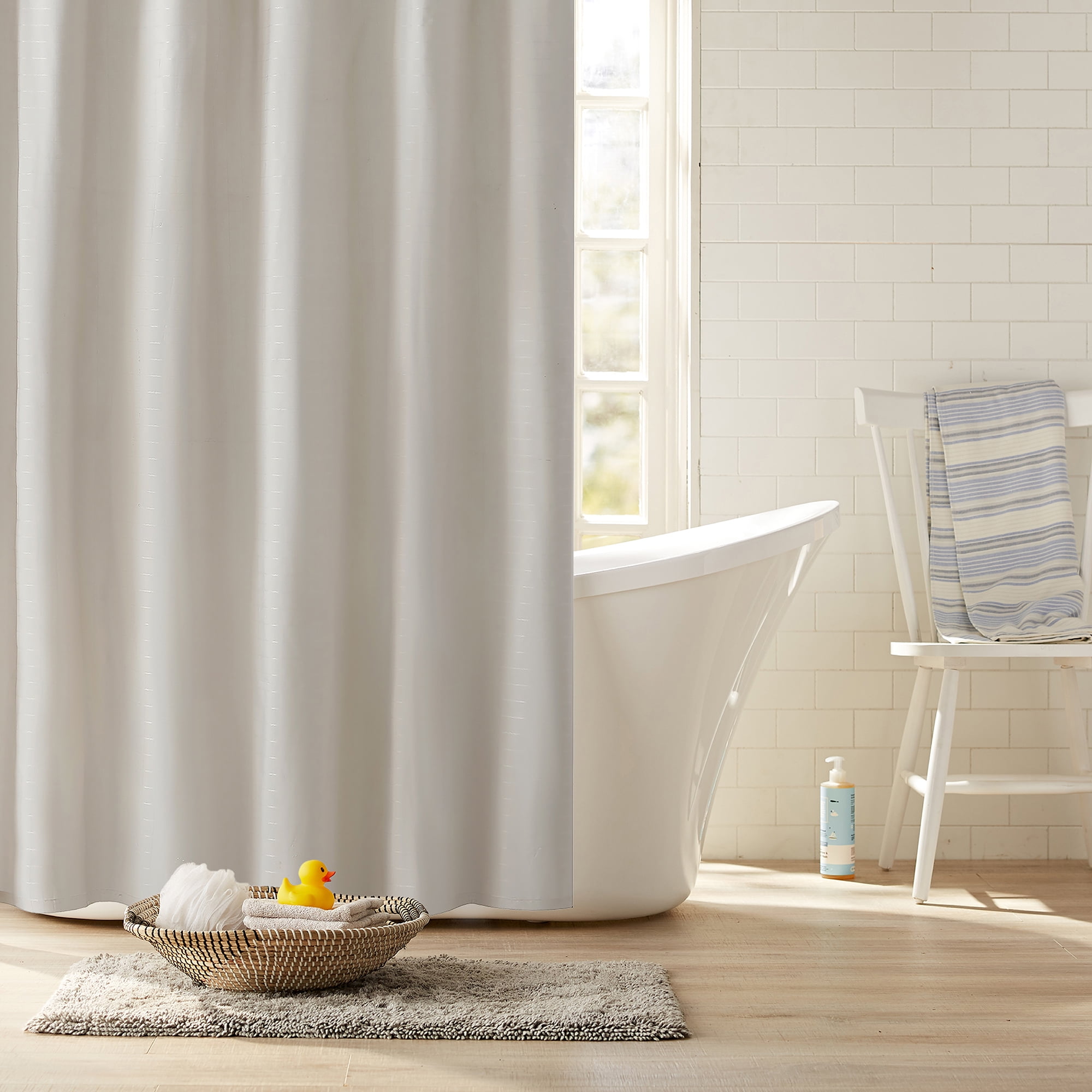 Clorox 100% Polyester Shower Curtain Set with Waterproof PEVA Liner and 12 Metal Hooks (Tan)