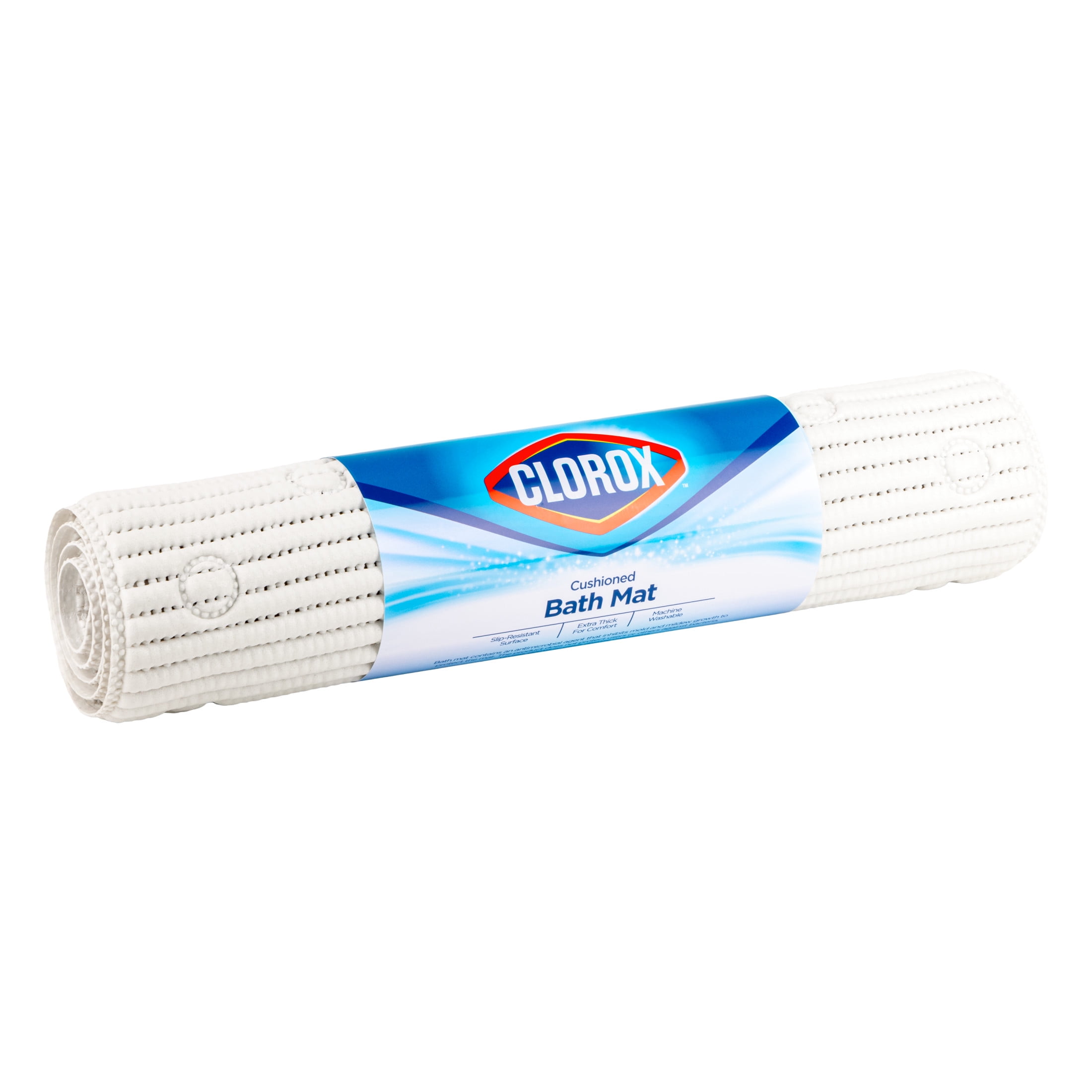 Clorox White Cushioned Bathtub Mat with Suction Cups, 17 in. x 36 in.
