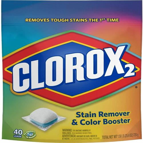 Clorox 2 For Colors - Stain Remover And Color Brightener Packs, 40 Count (Package May Vary) Packaging May Vary - Pack of 2